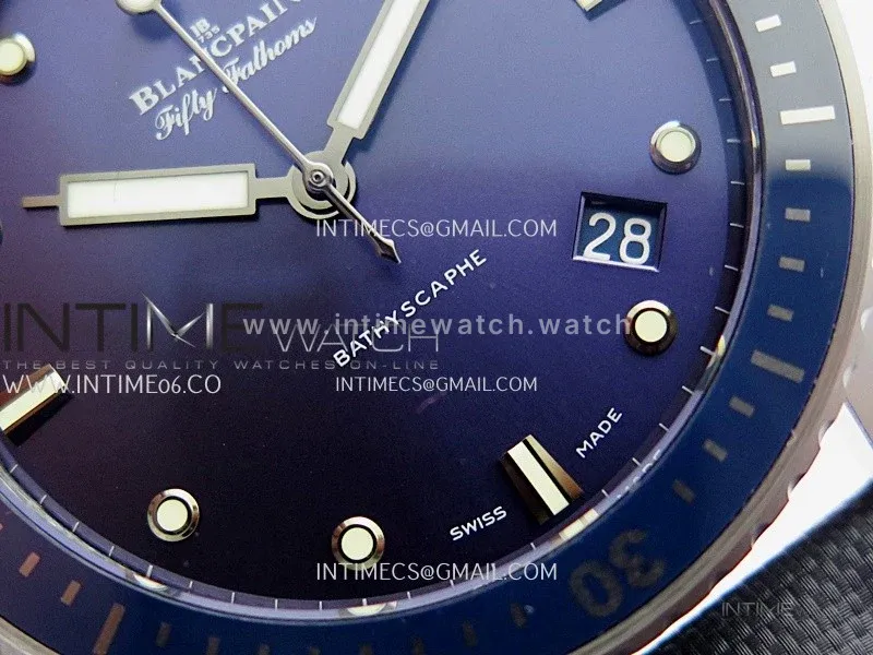 Fifty Fathoms Bathyscape Titanium Ceramic Bezel GF 1:1 Best Edition Blue Dial On Nylon Strap A1315