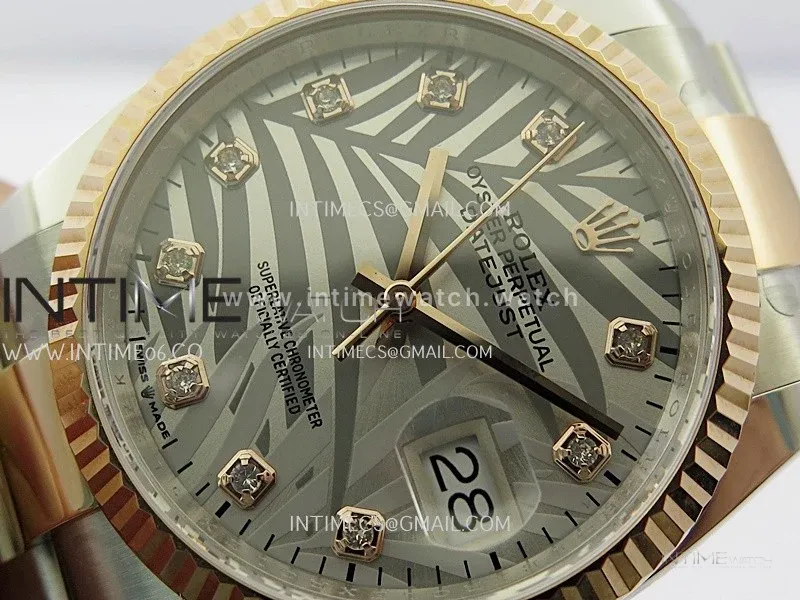 DateJust 126233 36mm 904L SS/RG ONE Factory 1:1 Best Edition Silver Leaves Dial Diamond Marker On Oyster Bracelet DD3235