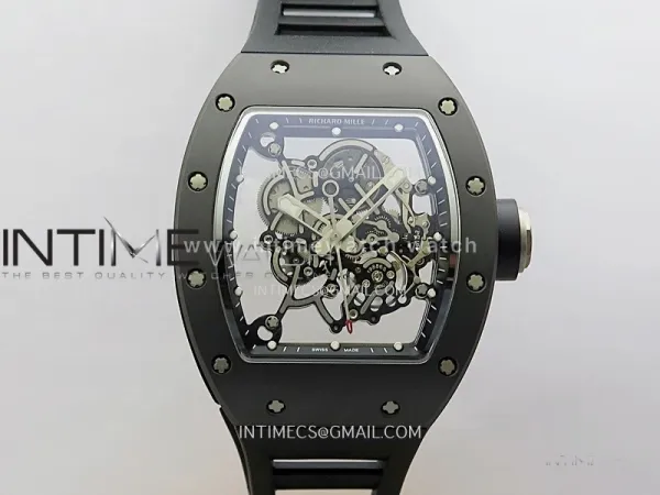 RM055 Black Ceramic Black Inner Bezel DF Best Edition On Black Rubber Strap RMUL2 Super Clone (Free Sprung)