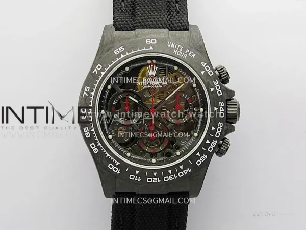 Daytona DIW Carbon Red Handset GETF Best Edition Skeleton Dial On Black Nylon Strap SA4130