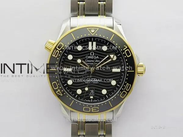 Seamaster Diver 300M Black Ceramic Bezel SS/YG V4 VSF 1:1 Best Edition Black Dial On SS/YG Bracelet Super Clone Asian 8800