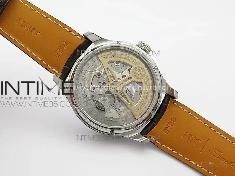 Portuguese Real PR Real Annual Calendar IW5034 V9F Best Edition White dial RG Markers On Brown Leather Strap A52610