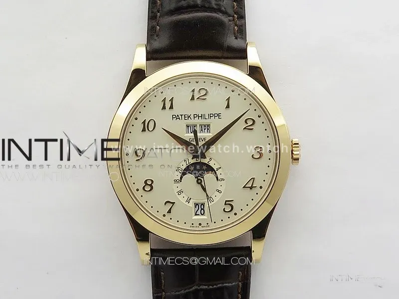 Annual Calendar Moonphase 5396 RG PPF 1:1 Best Edition Champagne Dial on Brown Leather Strap PPF324