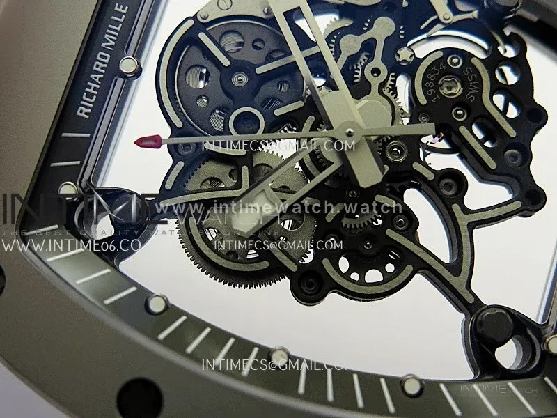 RM055 Gray Ceramic Umi Office 1:1 Best Edition Skeleton Dial Black Rubber Strap RMUL2 Super Clone (Free Sprung)