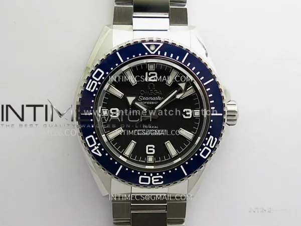 Seamaster 2025 New Model 217.32.42.21.01 Blue Ceramic Bezel VS+F Black Dial On SS Bracelet A8912 (Free Rubber Strap)