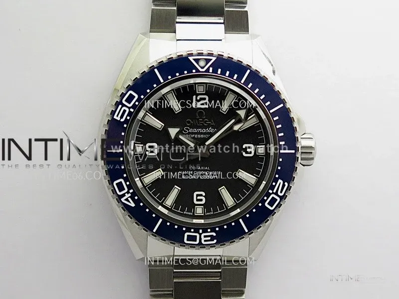 Seamaster 2025 New Model 217.32.42.21.01 Blue Ceramic Bezel VS+F Black Dial On SS Bracelet A8912 (Free Rubber Strap)