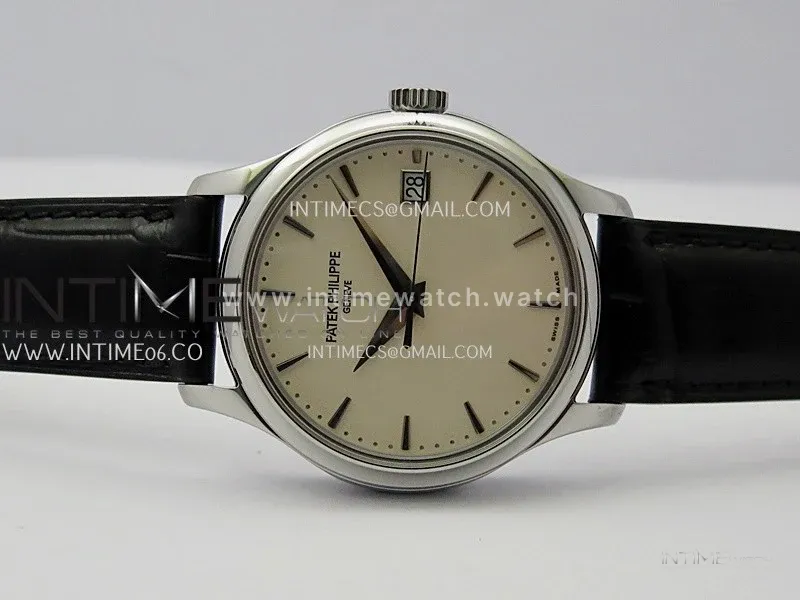Calatrava 5227 SS 3KF 1:1 Best Edition White Dial on Brown Leather Strap A324 Super Clone V2