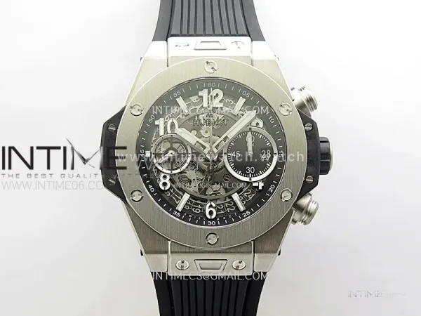 Hublot Big Bang Unico 42mm Titanium BBF 1:1 Best Edition Black Skeleton Dial on Black Rubber Strap A1280