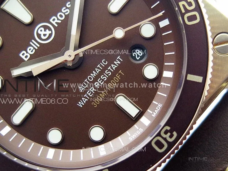 BR 03-92 Diver Ceramic Bezel Bronze B12 1:1 Best Edition Brown Dial on Brown Leather Strap A2824 (Free Rubber Strap)