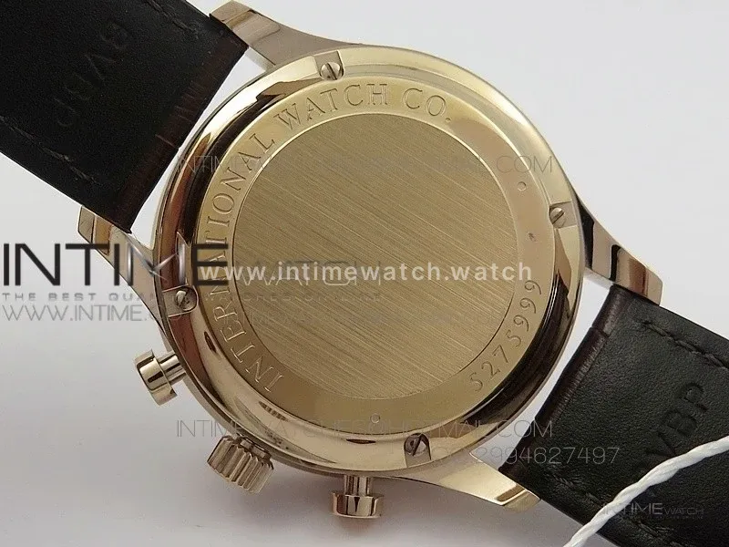 Portuguese IWC371415 ZF 1:1 Best Edition RG Black dial on Brown Leather Strap A7750