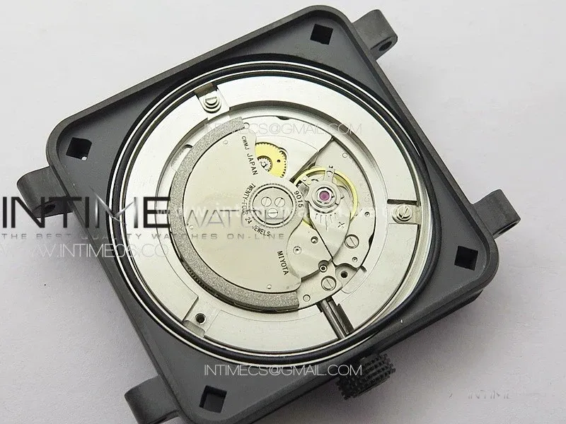 BR 03-92 Real Ceramic 1:1 Best Edition Black Dial Black Markers on Black Rubber Strap MIYOTA 9015