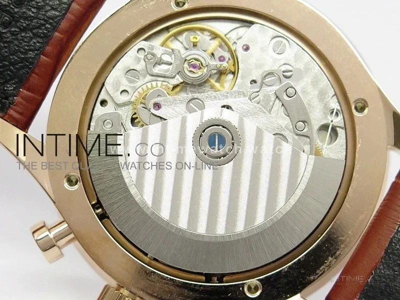Portuguese 40mm Chrono RG White Dial on Leather Strap A7750