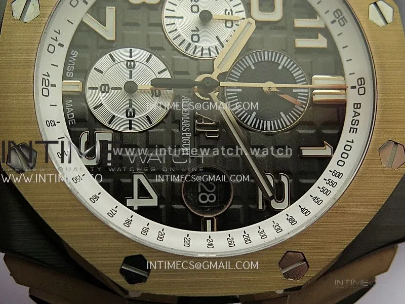 Royal Oak Offshore 44mm Black Ceramic/RG JF 1:1 Best Edition Gray Dial On Black Rubber Strap A3126