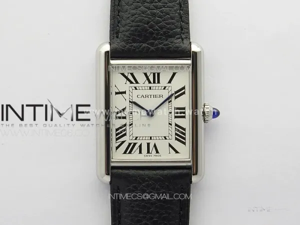 Tank Louis Ladies 25mm SS 8848F 1:1 Best Edition White Dial on Black Leather Strap Ronda Quartz
