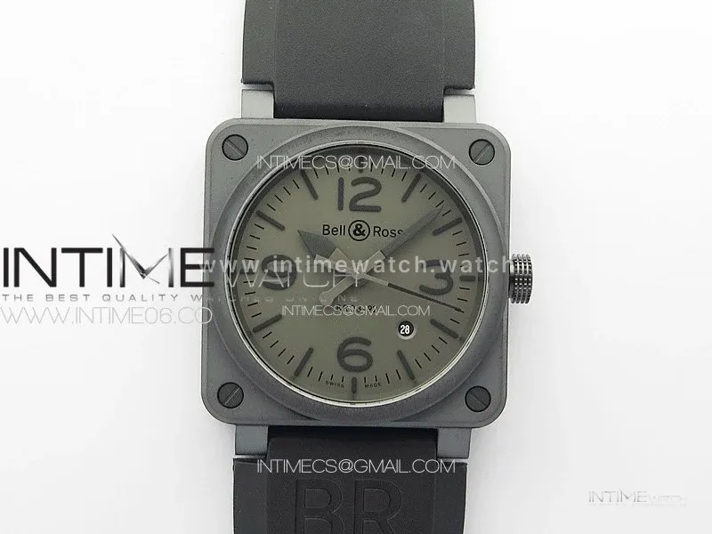 BR 03-92 Real Ceramic 1:1 Best Edition Gray Dial on Black Rubber Strap MIYOTA 9015