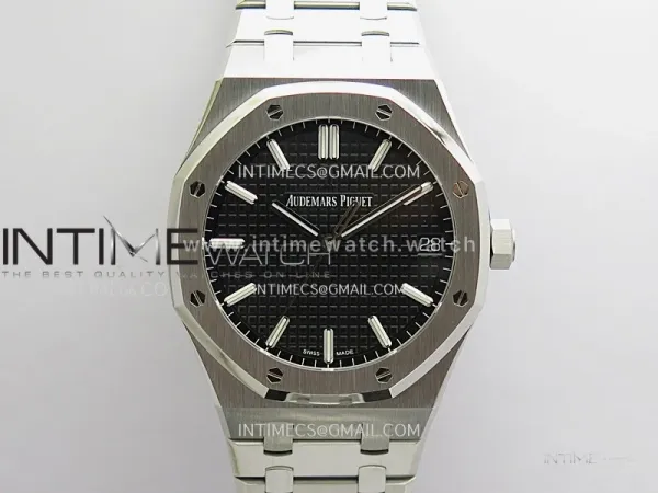 Royal Oak 41mm 15500 SS ZF Free Sprung V4 1:1 Best Edition Black Textured Dial On SS Bracelet Super Clone A4302