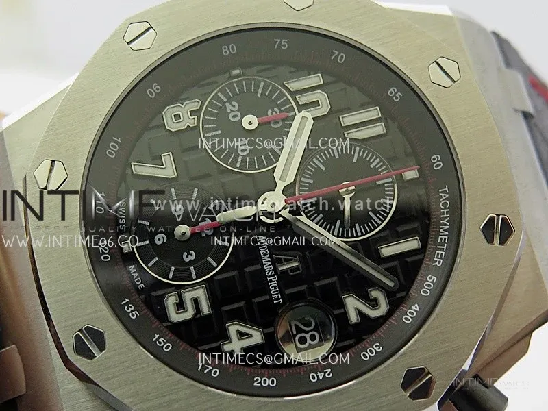 Royal Oak Offshore 42mm SS TKF Best Edition Black Dial on Black Leather Strap A3126