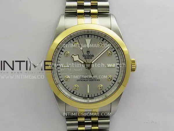 Black Bay 41mm SS/YG HTF 1:1 Best Edition Silver Dial Diamond Marker On SS/YG Jubilee Bracelet Asian 5601