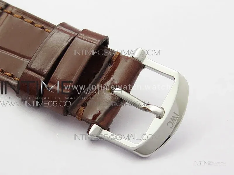 Portofino 37mm SS Diamond Bezel A7F 1:1 Best Edition Silver Dial on Brown Leather Strap A2892