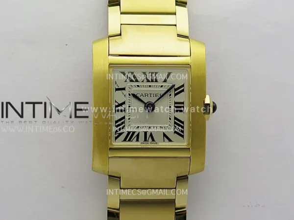 Tank Francaise Ladies 21.2mm YG 8848F 1:1 Best Edition Silver Dial on YG Bracelet Ronda Quartz V2