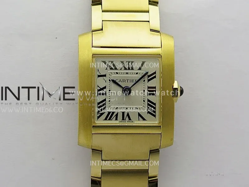 Tank Francaise Ladies 21.2mm YG 8848F 1:1 Best Edition Silver Dial on YG Bracelet Ronda Quartz V2