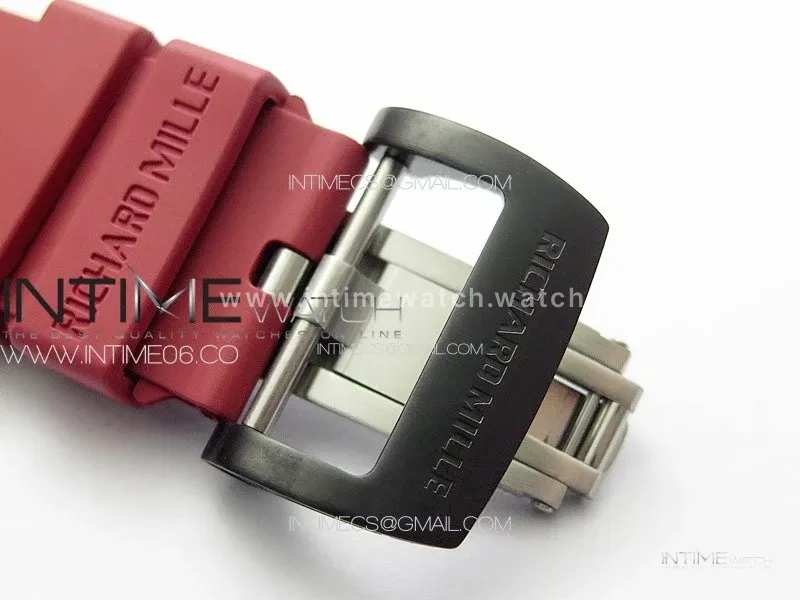 RM052 Skull Red Carbon Real Tourbillon YSF 1:1 Best Edition Skull Dial on Red Rubber Strap
