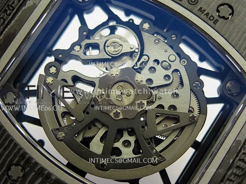 RM035-02 Black NTPT Umi Office 1:1 Best Edition Skeleton Dial On Red Rubber Strap RMAL1 Super Clone V2 (Free Sprung)