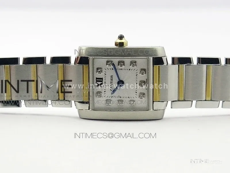 Tank Francaise Ladies 25mm SS/YG 8848F 1:1 Best Edition White Diamond Dial on SS/YG Bracelet Ronda Quartz