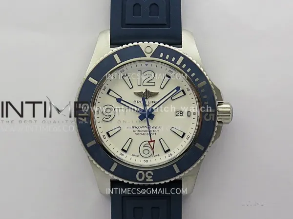 SuperOcean Automatic 46mm TF 1:1 Best Edition White Dial on Blue Rubber Strap A2824