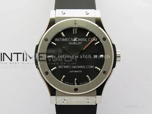 Classic Fusion 42mm Titanium JJZF 1:1 V2 Best Edition Black Dial On Black Rubber Strap