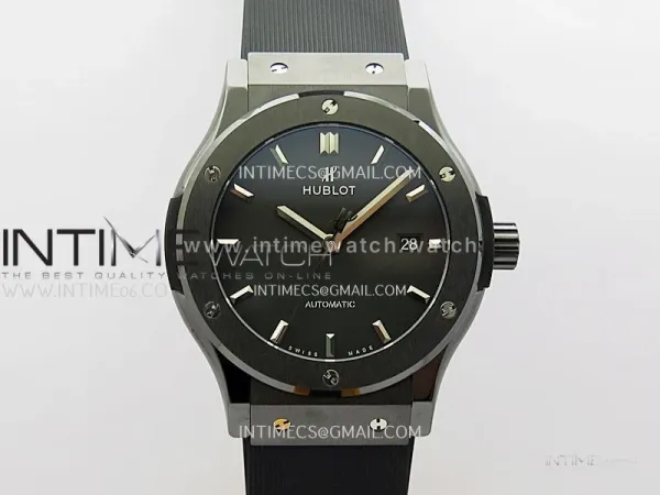 Classic Fusion 42mm Ceramic JJZF 1:1 Best Edition Black Dial On Black Rubber Strap