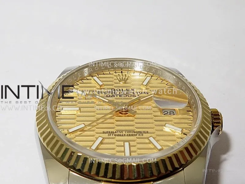 DateJust 126233 36mm 904L SS/YG ONE Factory 1:1 Best Edition Gold Fluted Dial Stick Marker On Oyster Bracelet DD3235