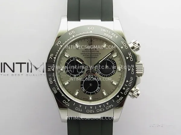Daytona 116519 904L SS UFO 1:1 Best Edition Gray Dial On Black Oysterflex Rubber Strap UF4130 (Free Sprung)