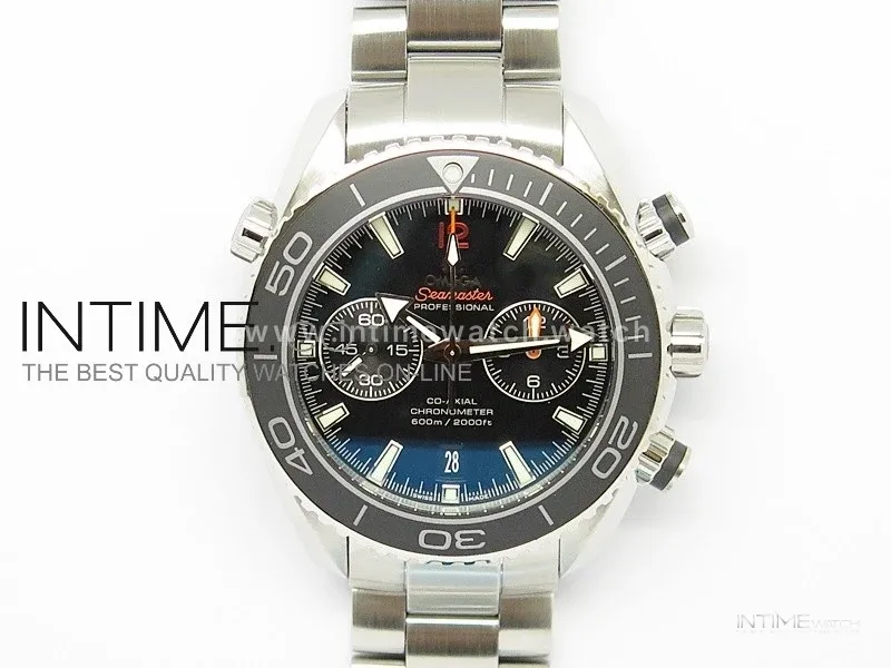 Planet Ocean 45mm Black Bezel/Orange Number SS BP 1:1 Best Edition on SS A7750