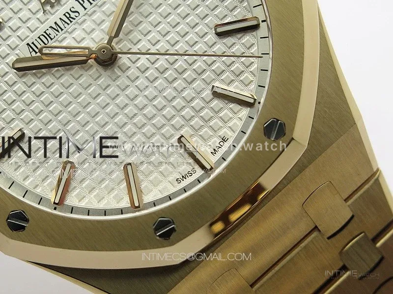 Royal Oak 41mm 15500 RG ZF 1:1 Best Edition White Textured Dial on RG Bracelet A4302