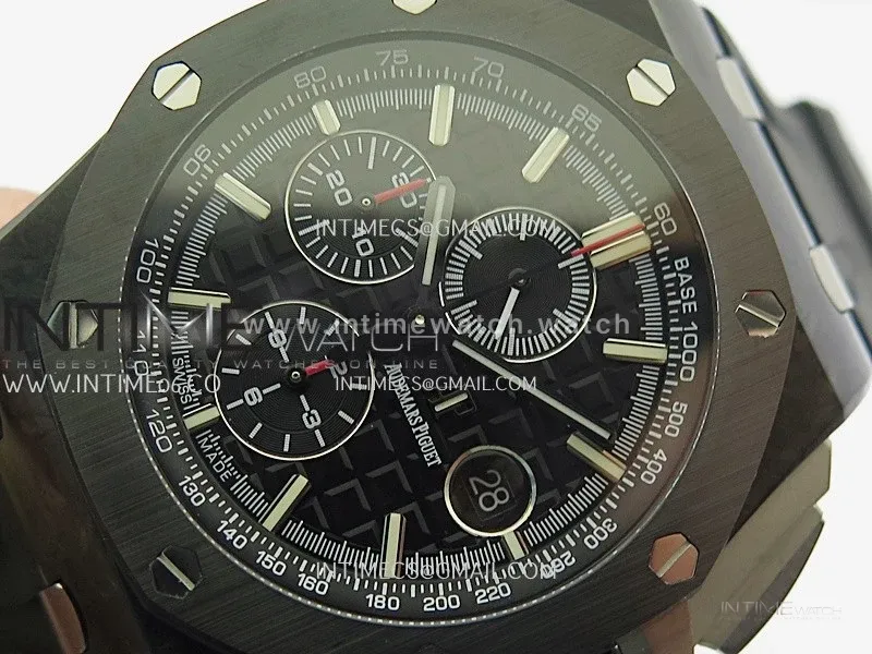 Royal Oak Offshore 44mm Carbon JF 1:1 Best Edition Dark Black Dial On Black Rubber Strap A3126