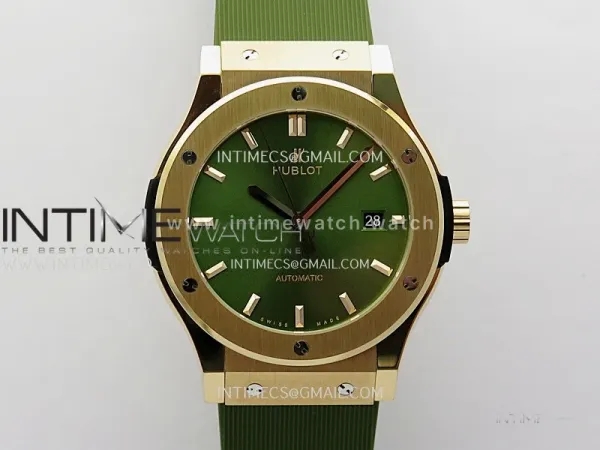 Classic Fusion 42mm RG JJZF 1:1 Best Edition Green Dial On Green Rubber Strap