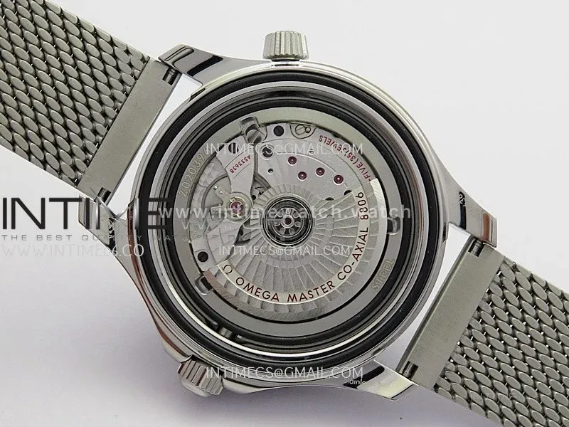 Seamaster 300M Diver 42mm SS ORF Best Edition Black Wave Texture Dial On Mesh Bracelet Super Clone 8806 (Free Rubber Strap)