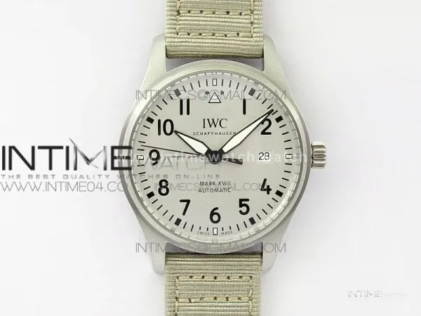 Mark XVIII IW327012 SS M+F 1:1 Best Edition White Dial on White Nylon Strap A2892 (Free Nylon Strap)