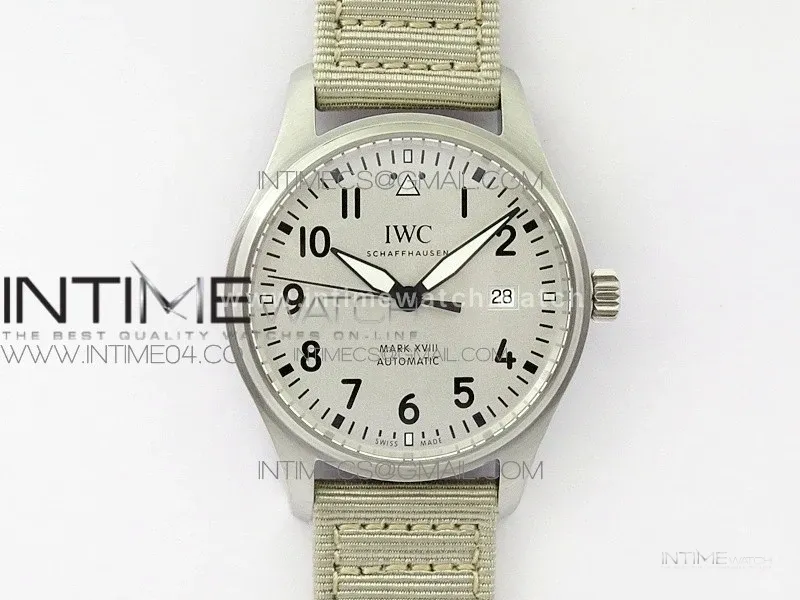 Mark XVIII IW327012 SS M+F 1:1 Best Edition White Dial on White Nylon Strap A2892 (Free Nylon Strap)
