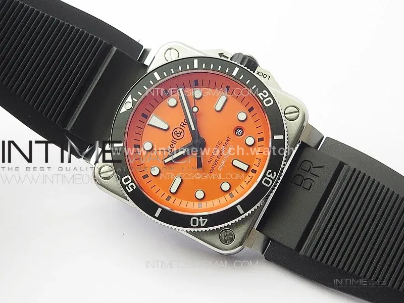 BR 03-92 Diver SS B12 1:1 Best Edition Orange Dial on Black Nylon Strap A2824 (Free Leather)