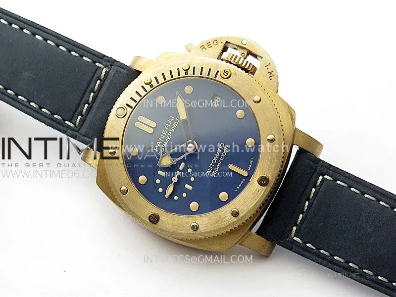 PAM1074 W Bronzo VSF 1:1 Best Edition Blue Dial on Blue Calfskin Strap P.900 Clone
