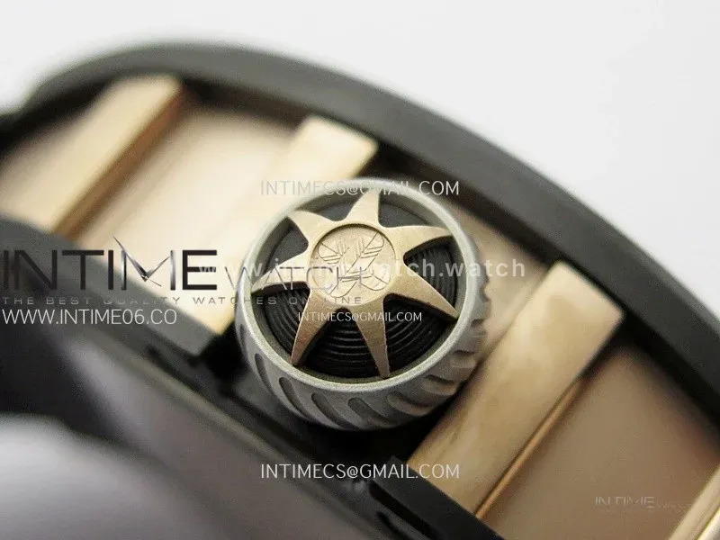 RM047 DLC/RG YSF Skeleton Dial on black Rubber Strap Asian Tourbillon