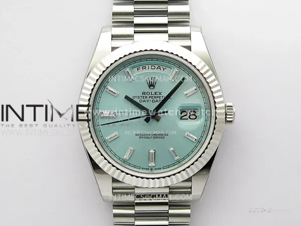 Day Date 228236 40mm 904L SS 1:1 ONE Factory Best Edition Ice Blue Dial T Diamonds Markers on SS President Bracelet SA3255