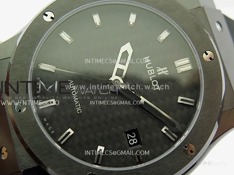 Classic Fusion 42mm Ceramic JJZF 1:1 Best Edition Black Carbon Dial On Black Rubber Strap