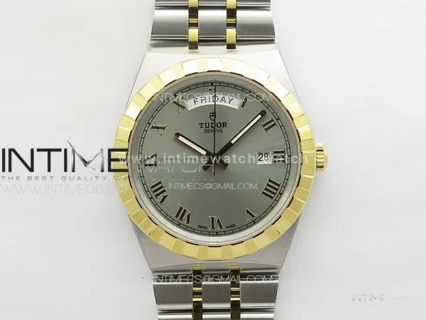 Prince Bay 41mm SS/YG A7F 1:1 Best Edition Silver Dial Roman Markers on SS Bracelet A2824