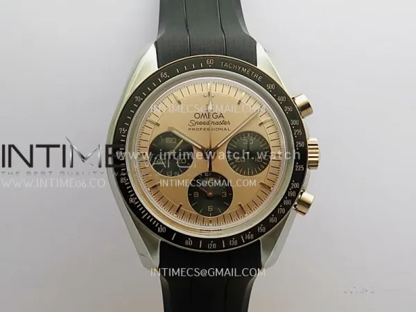 Speedmaster Professional SS/RG N1F Best Edition RG Dial Black Subdial On Black Rubber Strap Asian 3861