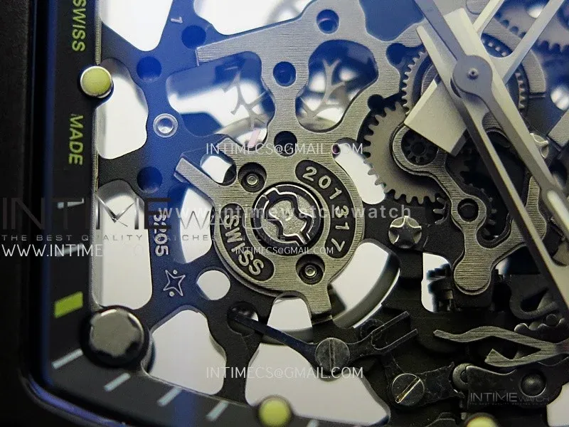 RM035-02 Black Ceramic SONIC Best Edition Skeleton Dial on Black Rubber Strap Clone RMUL1
