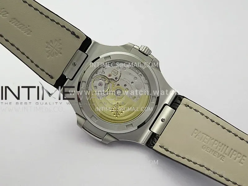 Nautilus 5711 SS 3KF 1:1 Best Edition Gray Textured Dial on Black Leather Strap A324 Super Clone V2