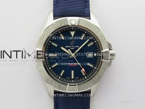 Avenger Chronometer 45mm SS B50F 1:1 Best Edition Blue Dial On Blue Nylon Strap A2824